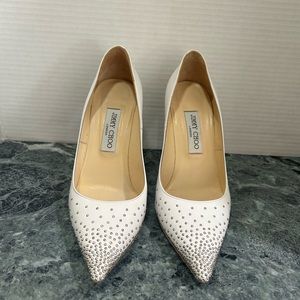 Jimmy Choo white studded pumps